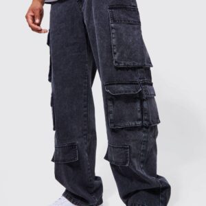 Acid Wash Cargo Jeans