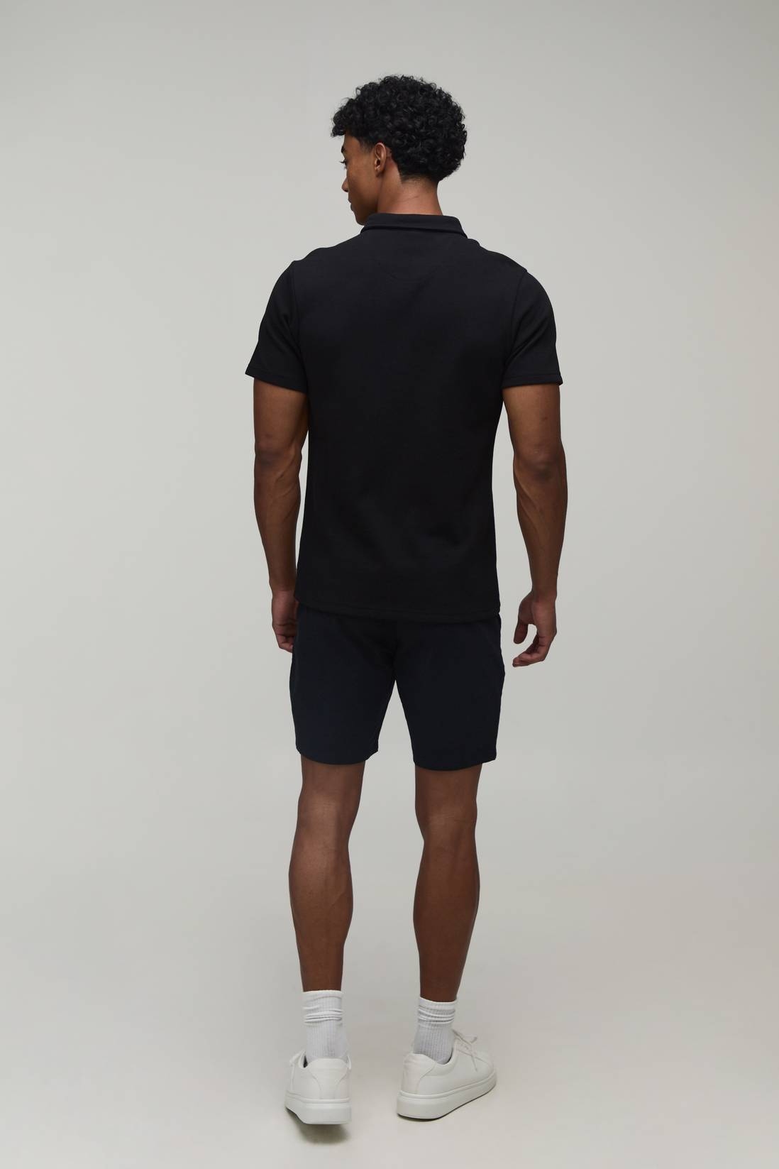 Black Short Sleeve Polo Shirt - Image 2