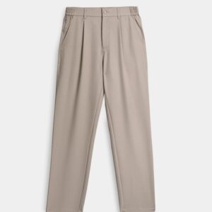 Beige Pleated Casual Trousers
